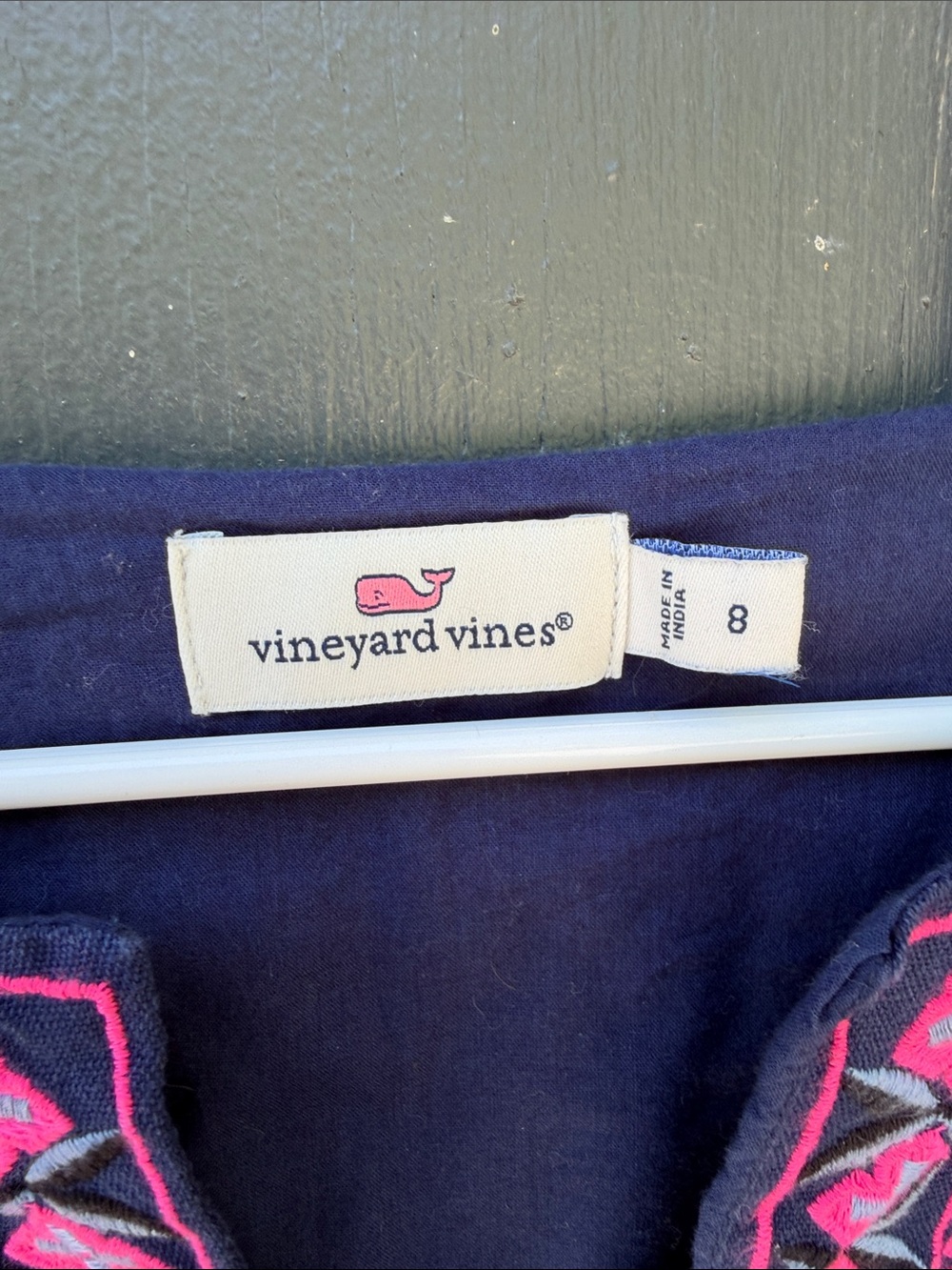 Vineyard Vines Navy Midi Dress with Pink Embroidery - Picture 2 of 5